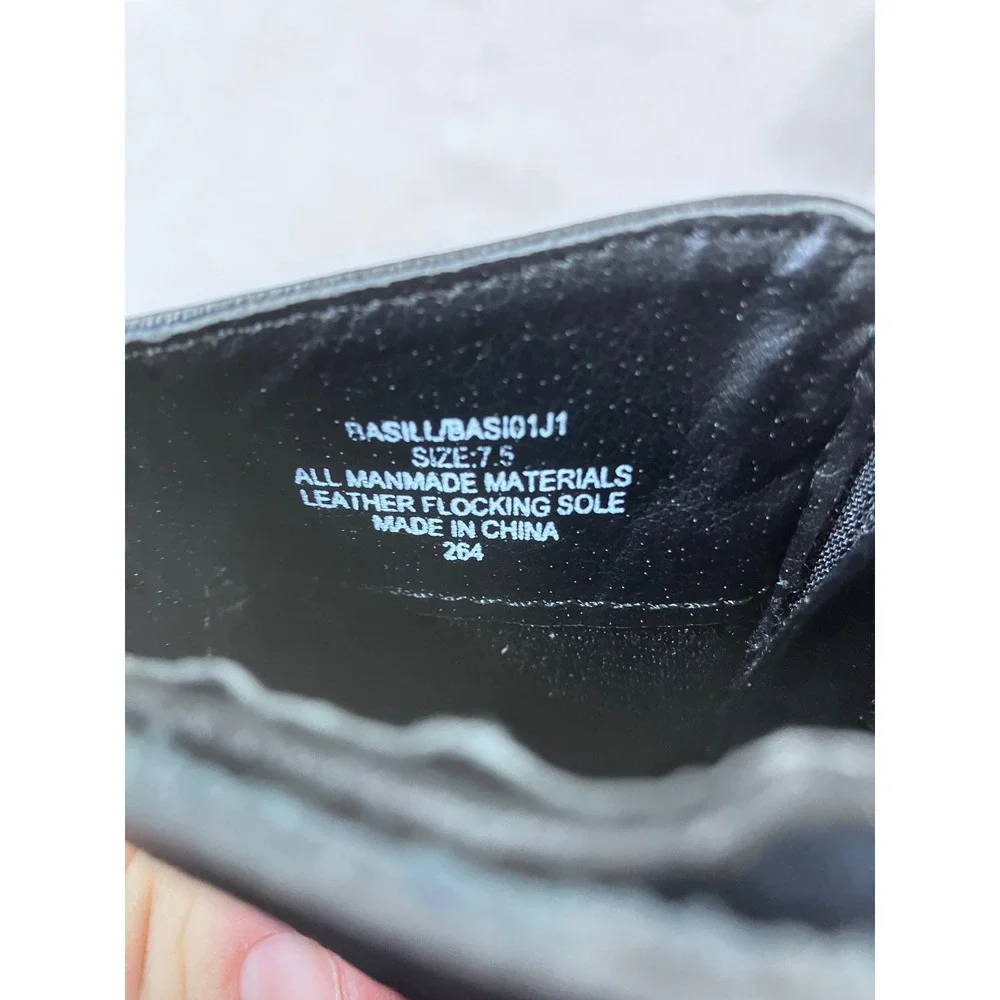 Madden Girl Basil Black Faux Leather Ankle Boots Women Size 7.5 Zip Stacked Heel